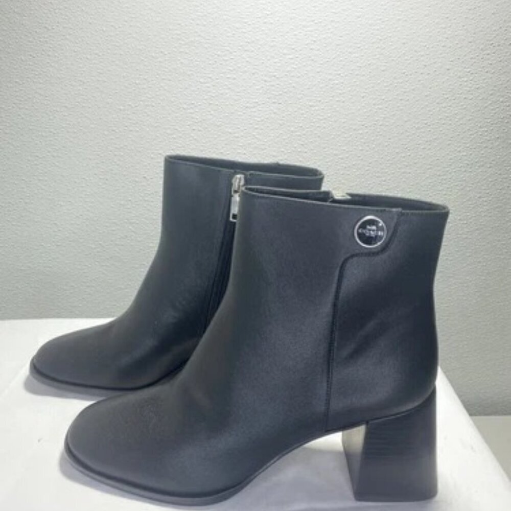 Coach Black Leather Ankle Booties with Side Zip - Picture 6 of 6